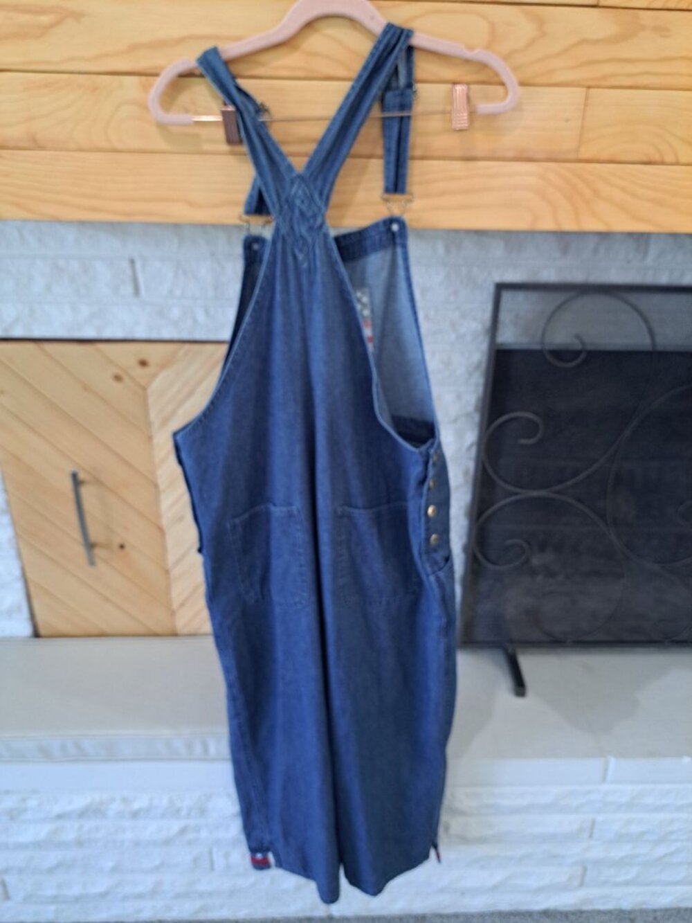 Vtg Agapo Womens American Flag Denim Bib Overalls Capri Patriotic Embroidered M - Picture 8 of 10